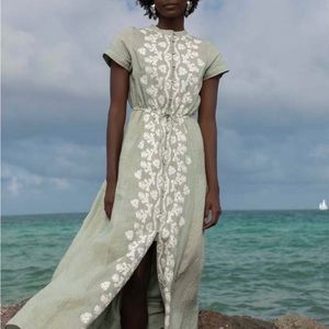 CAROLINA K. Yvonn slit dress with embroidered front neckline - Size M